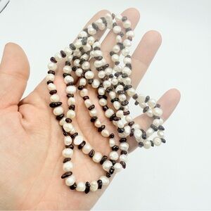 Vintage Genuine Pearls and Garnet Beaded Necklace
